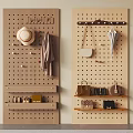 Wooden Pegboard Shelf with Hanging Hats Scarves Bags and Umbrellas for Accessory Storage