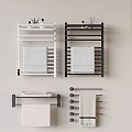 Bathroom Small Accessories With White And Black Towel Racks Holding Hanging Towels