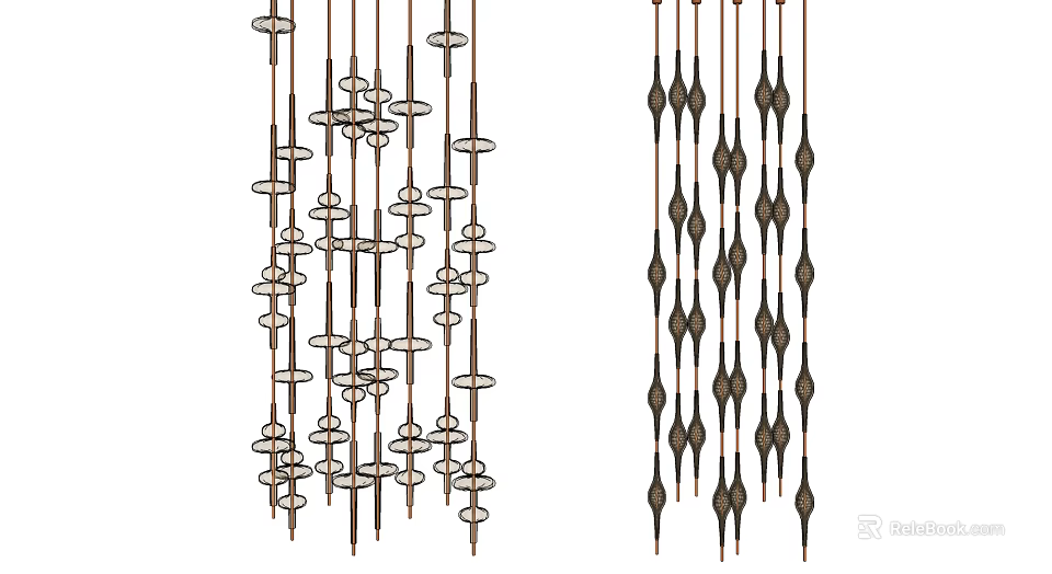 Modern Artistic Chandelier Design With Layered Circular And Diamond Hanging Elements 3d model 