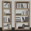 Minimalist Modern Wooden Bookcase With Open Shelves Books Decorative Vase And Bowl