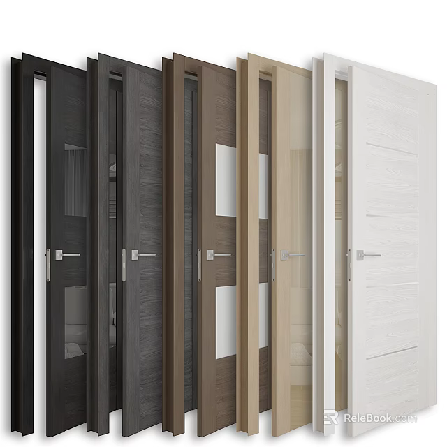 Modern Hinged Doors In Multiple Colors With Glass Inserts And Panel Styles 3d model 