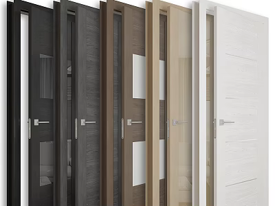 Modern Hinged Doors In Multiple Colors With Glass Inserts And Panel Styles 3d model