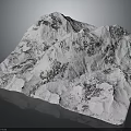 White Snowy Terrain Model With Gray Textures And Irregular Undulating Surface 3d model