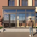 Framed Glass Porch Entrance Structure With Transparent Panels Steps And House Front Greenery