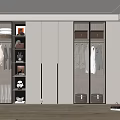 Modern Wardrobe Interior Design With Glass Doors Hanging Clothes And Storage Shelves