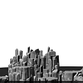 3D Architectural Components In White Rock Like Irregular Shapes With Various Sizes And Structures
