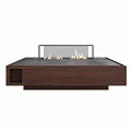 Modern Coffee Table With Dark Surface Wooden Frame And Transparent Glass Flame Container 3d model