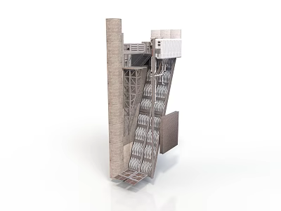 Modern Structural Frame With Concrete Wall And Metal Grid Pattern 3d model