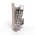 Modern Structural Frame With Concrete Wall And Metal Grid Pattern