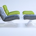 Modern Light Gray Lounge Chair With Soft Fabric Ottoman And Acrylic Base