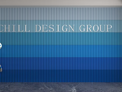 Contemporary Background Wall Featuring Blue Gradient Vertical Stripes For Chill Design Group 3d model