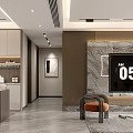 Modern Living and Dining Room Interior Design With Sofa Dining Table And Accent Wall 3d model