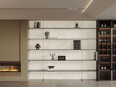 Modern Living Room Shelf Unit With Multiple Shelves Holding Books Decorative Items And Photo Frame 3d model