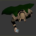 Male Fantasy Character With Golden Horns Green Cape And Glowing Blue Orb