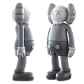 Three Gray KAWS Style Dolls With XX Eyes Round Ears And Shorts Decorative Figures