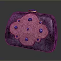 Stylish Dark Purple Clutch Bag With Blue Beads Golden Clasp And Crocodile Texture Design