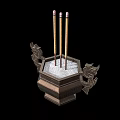 Decorative Ornament Set With Metal Incense Burner Incense Sticks Dragon Shaped Decor And Hexagonal Base