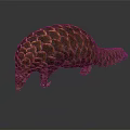 Brown Armored Pangolin With Shiny Scales On Dark Reflective Surface 3d model