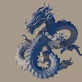 Blue Flying Dragon With Scaly Body Curled Tail And Detailed Mane Design