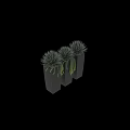 Decorative Ornament Set With Three Black Square Planters And Green Hanging Vines