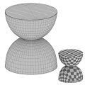 Natural Wooden Stool With Stacked Round Platforms And Visible Grain