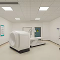 Bright Hospital Corridor With White Walls Green Floor Handrails Doors And Signs