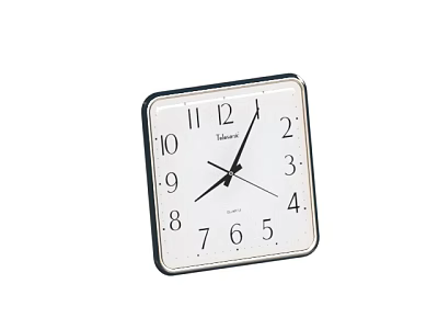 Square Taylor Clock with White Dial Black Numbers and Hands 3d model