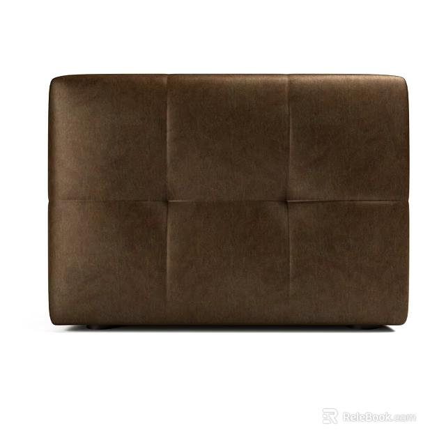 Brown Tufted Ottoman With Square Stitched Panels For Modern Living Space 3d model 