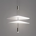 Modern Minimalist Pendant Light with Two White Disc Shades and Metallic Rod Structure