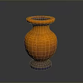 Intricate Orange Sculpture Carving Vase With Cracked Texture And Purple Base