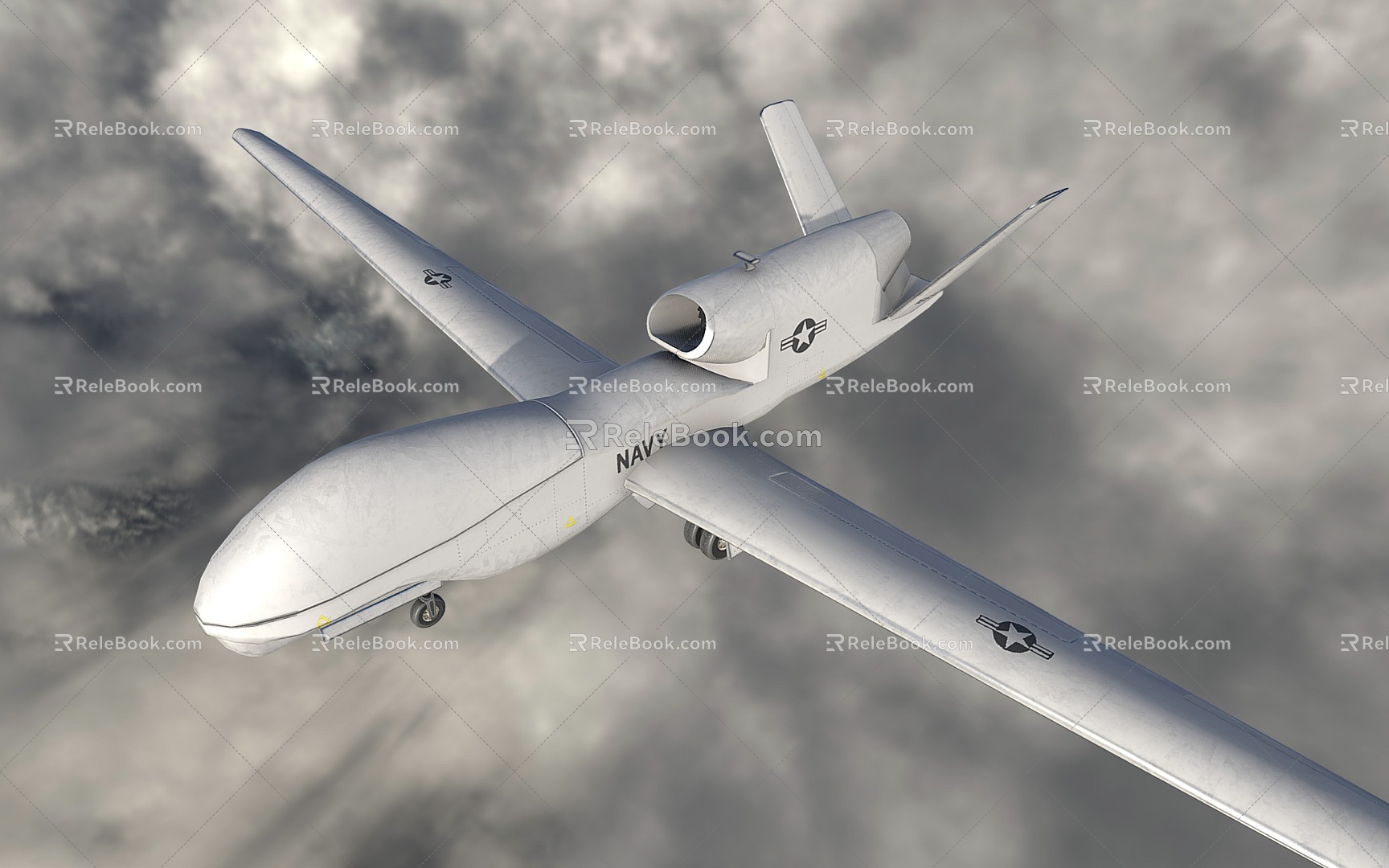 RQ4B Global Hawk unmanned reconnaissance aircraft military drone 3d model