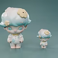 Cute Game Movie Characters With Light Blue Hair Yellow Flowers Big Small Sizes Spotted Outfits