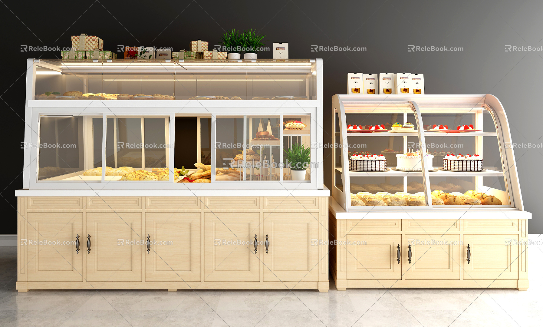 Modern Container Bread Cake Cabinet Display Cabinet Combination 3d model