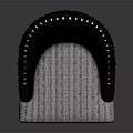 Elegant Modern Chair With Curved Black Backrest Decorative Studs And Light Gray Fabric Seat