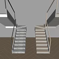Modern Staircase Interior Design With Lighting Handrails And Stone Steps 3d model