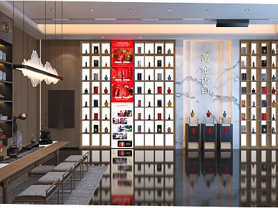 Liquor and Tobacco Store Interior With Shelves Displaying Wines Spirits and Products 3d model