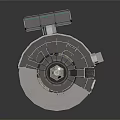 Sci Fi Control Room Interior With Central Console Display Screen And Circular Structure 3d model