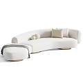 Irregular Shaped Sofa Modern Design With Round Pillows Ottoman And Multiple Colors