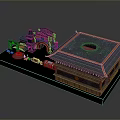 Chinese Traditional Architecture Model With Classic Roof Curved Eaves And Decorative Archway