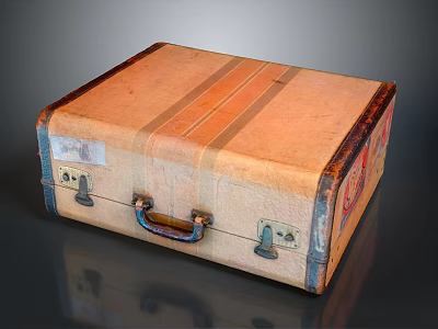 Vintage Brown Travel Suitcase With Leather Straps Metal Clasps And Retro Handle Design 3d model