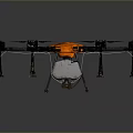 Hexacopter Drone With Orange Central Unit White Payload Black Frame Propellers And Landing Gear