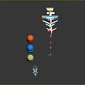 Colorful Cosmic Aerospace Scene With Rocket Satellite And Shining Stars