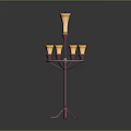 Purple Stand Lamp Set With Yellow Candle Shaped Multiple Lights And Modern Design