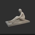 Elegant Female Seated Sculpture in White Marble with Smooth Surface and Pedestal Base