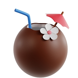 Modern Coconut Drink Coconut Fruit Cartoon Coconut 3d model