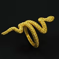Elegant Golden Snake Shaped Ring with Intricate Design for Luxury Jewelry Collection