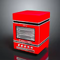 Red Modern Electronic Appliance With Glass Door Control Knobs And Compact Design
