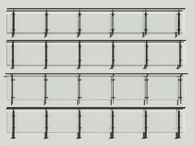 Glass guardrail 3d model
