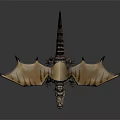 Realistic Pterosaur Creature Character With Textured Skin Open Mouth And Outstretched Wings