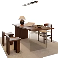 Modern Middle Style Desk and Chair Combination Type Chandelier Middle Style Table Lamp Middle Style Stool Middle Style Single Chair Acrylic Desk Decoration 3d model